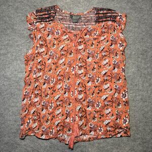 Natural Reflections Women's Floral Smocked Blouse, Size L